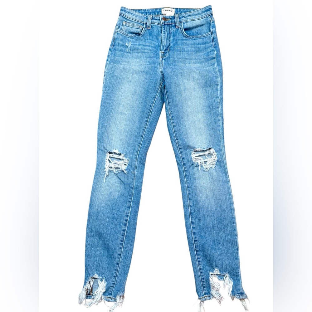 L’AGENCE HIGHLINE DISTRESSED JEANS DENIM SIZE 24 $295